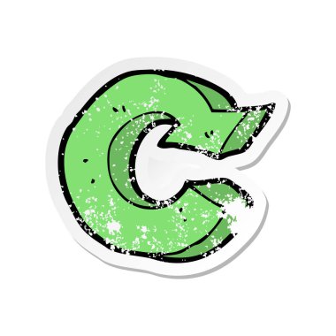 Retro etiket sembol geri dönüşüm bir karikatür sıkıntılı