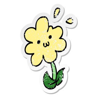 bir çizgi film çiçek sıkıntılı etiket