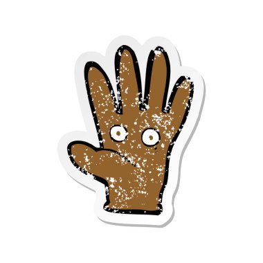 gözleri olan bir çizgi film el Retro sıkıntılı etiket