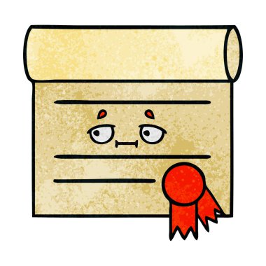 Retro grunge doku karikatür, bir sertifikanın