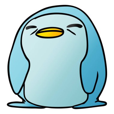 Degrade çizgi film kawaii bir sevimli penguen