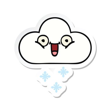 sevimli çizgi kar bulut etiket