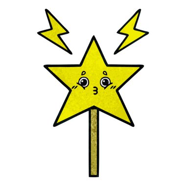 Retro grunge doku karikatür bir sihirli değnek