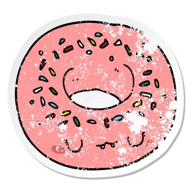 bir çizgi film donut sıkıntılı etiket