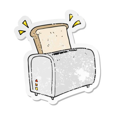 bir çizgi film tost makinesi Retro sıkıntılı etiket