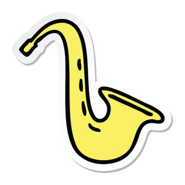 sevimli çizgi müzik saksafon etiket
