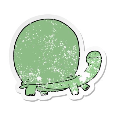 bir çizgi film kaplumbağa sıkıntılı etiket