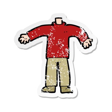 bir çizgi film erkek vücudunun Retro sıkıntılı etiket