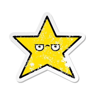 sevimli çizgi altın yıldız sıkıntılı etiket