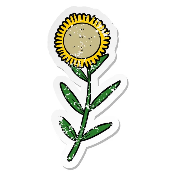 Aufkleber Einer Karikatur Sonnenblume — Stockvektor