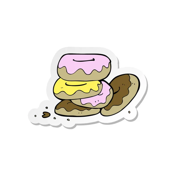 Sticker Van Stapel Van Een Cartoon Van Donuts — Stockvector