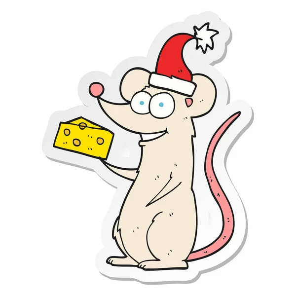Autocollant d'un dessin animé souris de Noël — Image vectorielle
