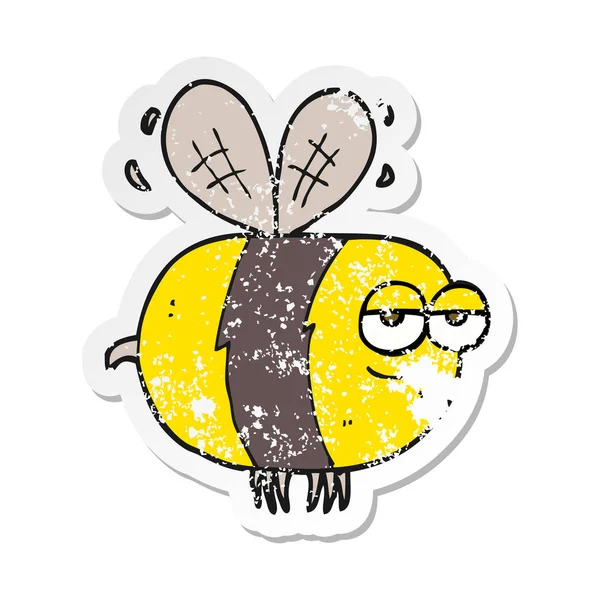 Ретро Стикер Несчастной Пчелы Мультфильма — стоковый вектор