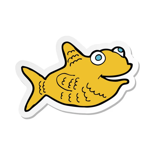 Sticker of a cartoon happy fish — Stock Vector