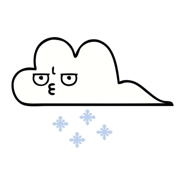 Schattige Cartoon Van Een Wolk Van Sneeuw — Stockvector