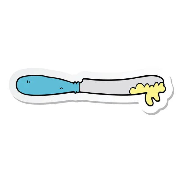 Etiqueta de uma faca de manteiga de desenho animado — Vetor de Stock