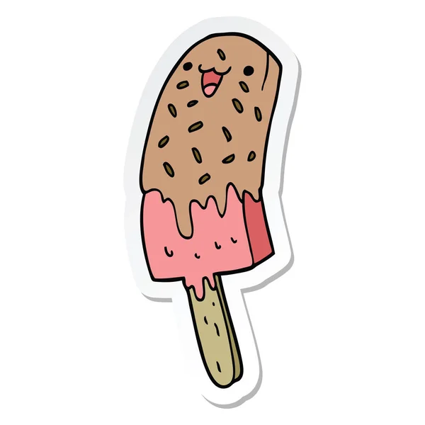 Sticker Van Een Leuke Cartoon Happy Ice Lolly — Stockvector