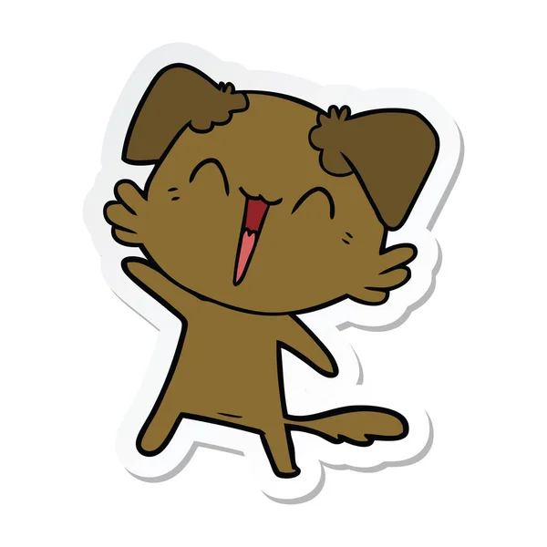 Adesivo di un piccolo cartone animato cane felice — Vettoriale Stock