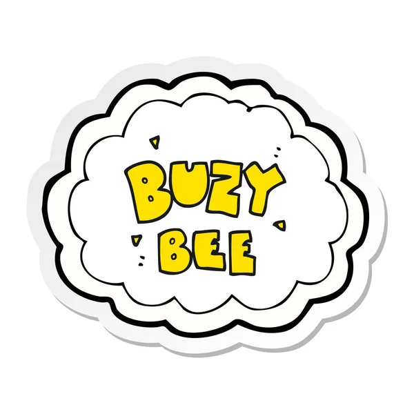 Sticker of a cartoon buzy bee text symbol — Stock Vector