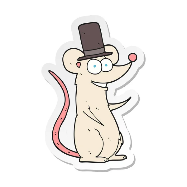 Αυτοκόλλητο Από Ένα Ποντίκι Καρτούν Στο Κορυφή Καπέλο — Διανυσματικό Αρχείο