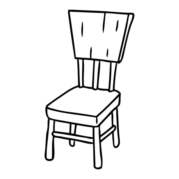 Dessin de ligne gribouillage d'une chaise en bois — Image vectorielle