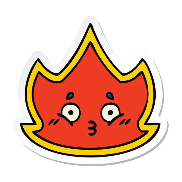 Sticker Cute Cartoon Fire — Stock Vector