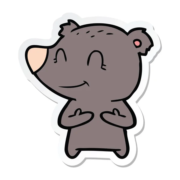 Sticker of a friendly bear cartoon — Stock Vector