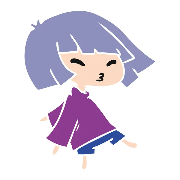 Ilustración Dibujos Animados Una Linda Chica Kawaii — Vector de stock