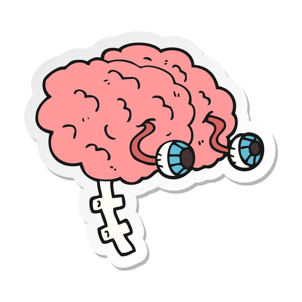 Sticker of a cartoon brain — Stock Vector