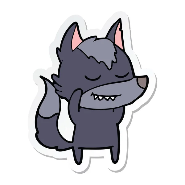 Sticker Friendly Cartoon Wolf — Stock Vector