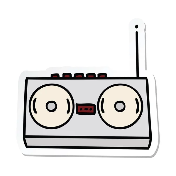 Sticker Cute Cartoon Retro Radio — Stock Vector