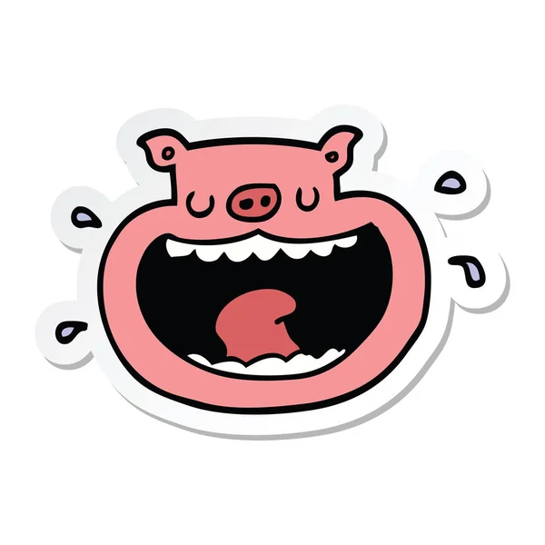 Sticker of a cartoon obnoxious pig — Stock Vector