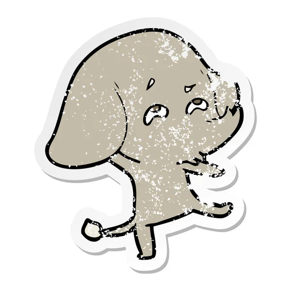 Distressed Sticker Cartoon Elephant Remembering — Stock Vector