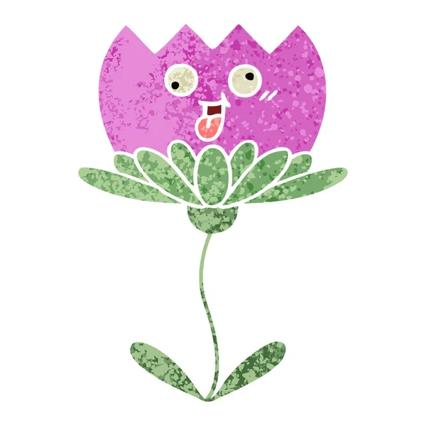 Desenho Animado Estilo Ilustração Retro Uma Flor — Vetor de Stock