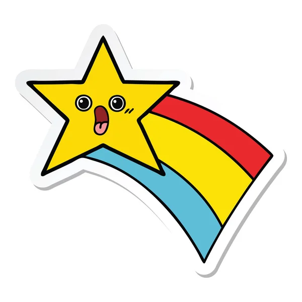 Sticker Van Een Leuke Cartoon Schieten Rainbow Star — Stockvector