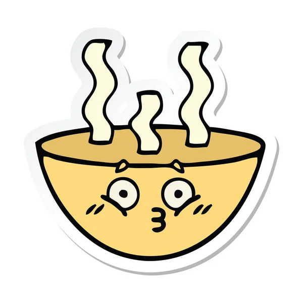 뜨거운 수프의 귀여운 그릇의 스티커 — 스톡 벡터