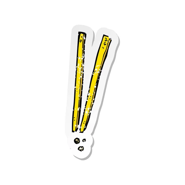 Retro distressed sticker of a cartoon chopsticks — Stock Vector