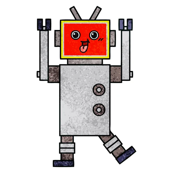 Ρετρό grunge υφή γελοιογραφία ρομπότ — Διανυσματικό Αρχείο