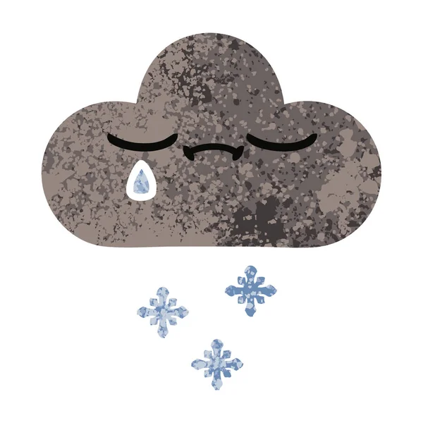 Kreslený Styl Retro Obrázek Mraku Sněhová Bouře — Stockový vektor