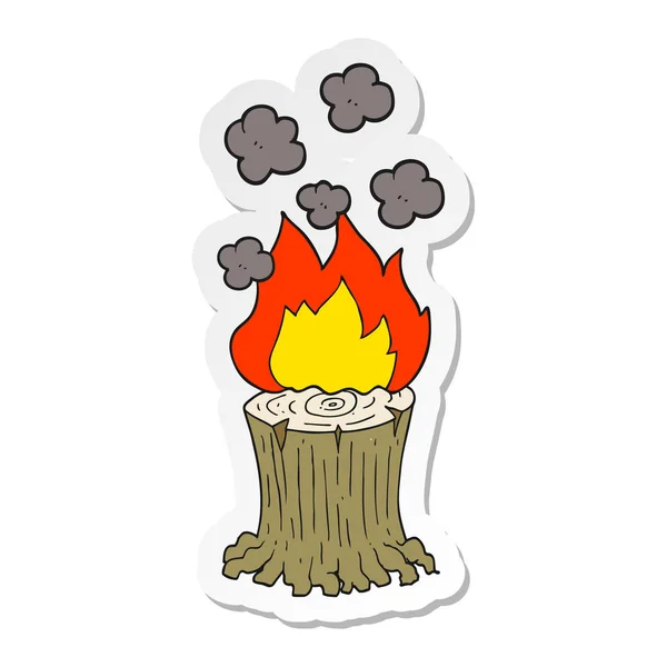 Pegatina de un muñón de árbol de la quema de dibujos animados — Archivo Imágenes Vectoriales