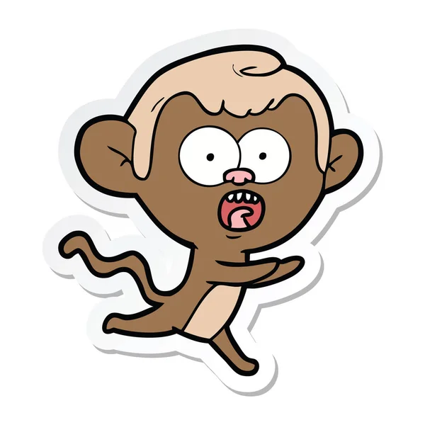 Etiqueta Macaco Chocado Desenho Animado — Vetor de Stock