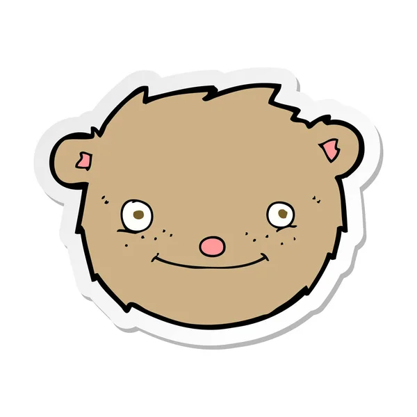 Sticker of a cartoon teddy bear head — Stock Vector