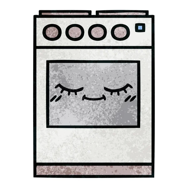 Retro Grunge Textur Cartoon Küche Ofen — Stockvektor