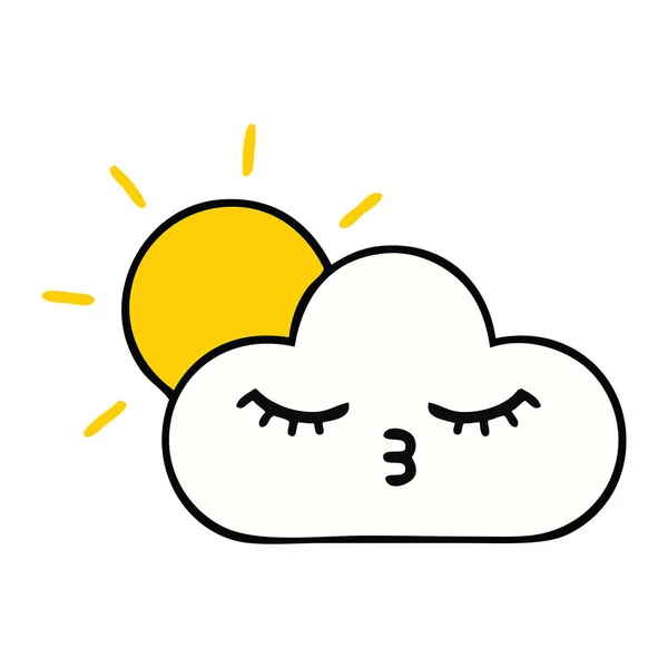 Sevimli Çizgi Bir Güneşli Bulut — Stok Vektör