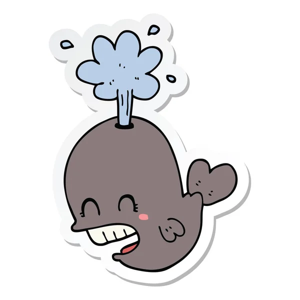 Sticker Van Een Cartoon Spuiten Walvis — Stockvector