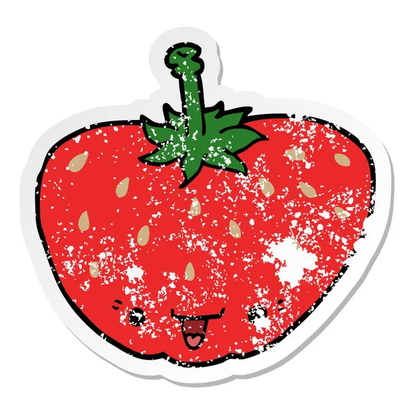 Distressed Sticker Cartoon Strawberry — Stock Vector