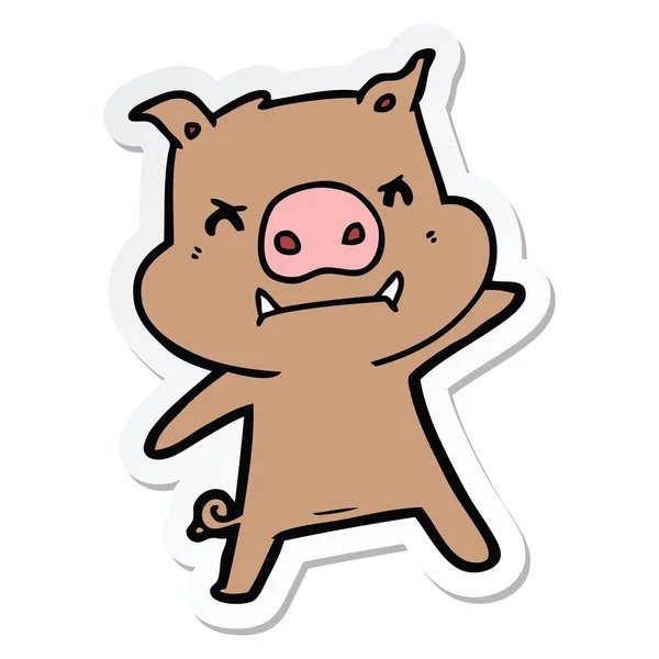 Sticker Angry Cartoon Pig — Stock Vector