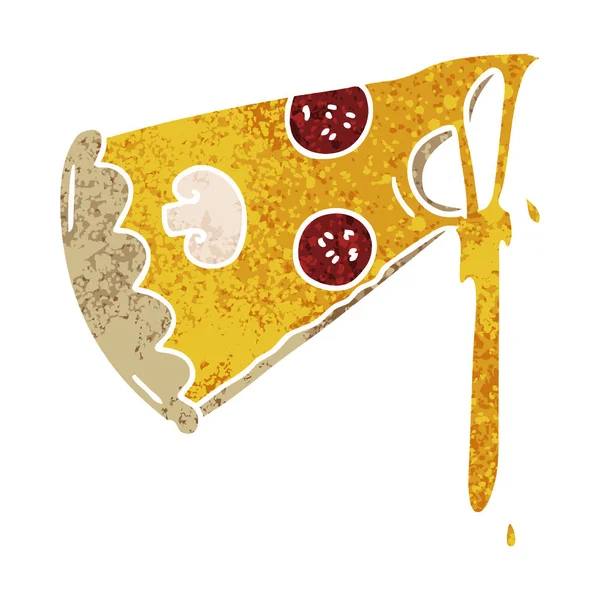 Egendomliga retro illustration stil tecknad bit pizza — Stock vektor