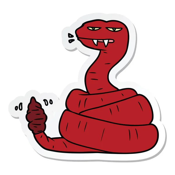 Pegatina de una serpiente de cascabel enojada de dibujos animados — Archivo Imágenes Vectoriales