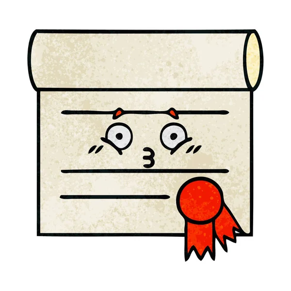 Retro grunge doku karikatür, bir sertifikanın